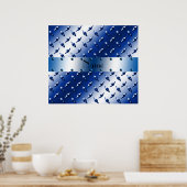 Persoonlijke benaming blauw ruitstaal bord staal poster (Keuken)