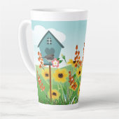 Persoonlijke benaming / Bloedhuisdier en Bloemtuin Latte Mok (Linkerhoek)