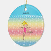 Persoonlijke benaming blonde gymnast regenbooghart keramisch ornament (Links)
