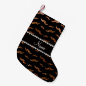 Persoonlijke benaming chocolade bruine glittersnor kleine kerstsok (Voorkant (Hangend))