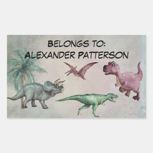 Persoonlijke benaming Dino Dinosaur Sticker Boys T (Voorkant)