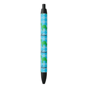 Persoonlijke benaming dinosaur blue argyle zwarte inkt pen