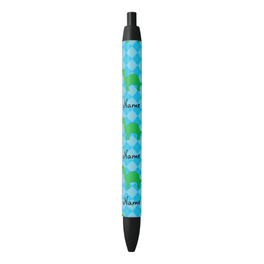 Persoonlijke benaming dinosaur blue argyle zwarte inkt pen (Voorkant Verticaal)