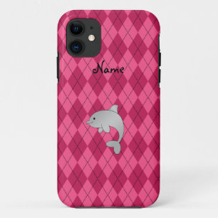 Persoonlijke benaming dolfijnroze argyle iPhone 11 hoesje