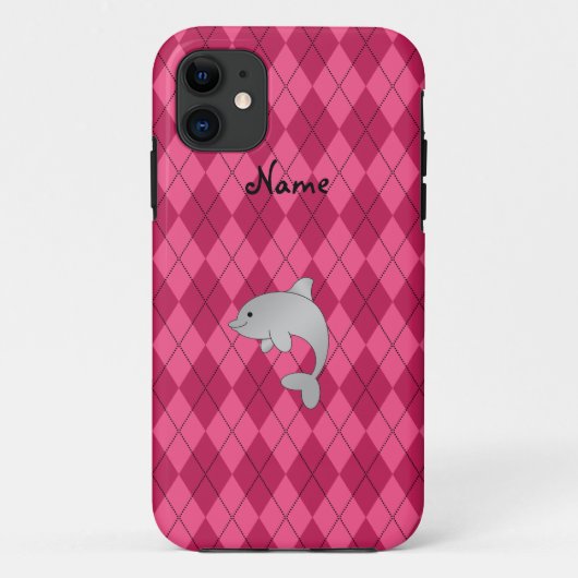 Persoonlijke benaming dolfijnroze argyle Case-Mate iPhone case (Achterkant)
