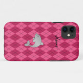 Persoonlijke benaming dolfijnroze argyle Case-Mate iPhone case (Achterkant (horizontaal))