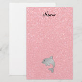 Persoonlijke benaming dolfijnroze glitter briefpapier (Voorkant / Achterkant)