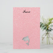 Persoonlijke benaming dolfijnroze glitter briefpapier (Staand voorkant)