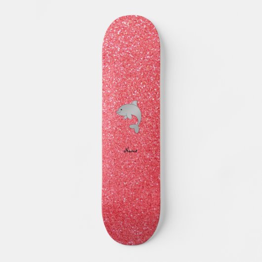 Persoonlijke benaming dolfijnroze glitter persoonlijk skateboard (Voorkant)