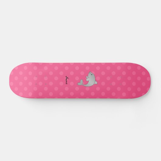 Persoonlijke benaming dolfijnroze pokkenstippen skateboard (Horizontaal)