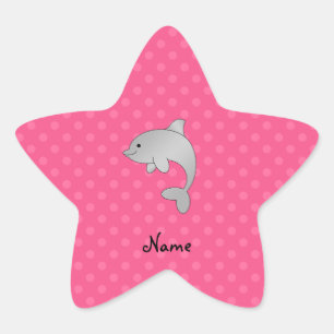 Persoonlijke benaming dolfijnroze pokkenstippen ster sticker