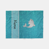 Persoonlijke benaming dolphin turquoise glitter fleece deken (Voorkant (Horizontaal))