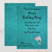 Persoonlijke benaming dolphin turquoise glitter kaart (Voorkant / Achterkant)