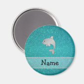 Persoonlijke benaming dolphin turquoise glitter magneet (Voorkant / Achterkant)