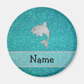 Persoonlijke benaming dolphin turquoise glitter magneet (Voorkant)