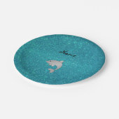 Persoonlijke benaming dolphin turquoise glitter papieren bordje (Gekanteld)