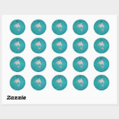 Persoonlijke benaming dolphin turquoise glitter ronde sticker (Vel)