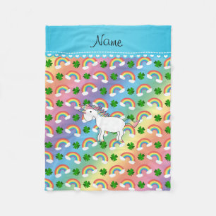 Persoonlijke benaming eenhoornregenbogen shamrocks fleece deken