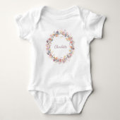 Persoonlijke benaming Fijne Pastel Floral Wreate Romper (Voorkant)