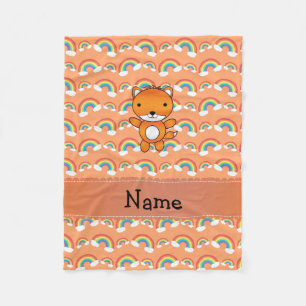 Persoonlijke benaming fox oranje regenbogen fleece deken