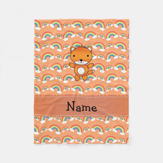 Persoonlijke benaming fox oranje regenbogen fleece deken (Voorkant)