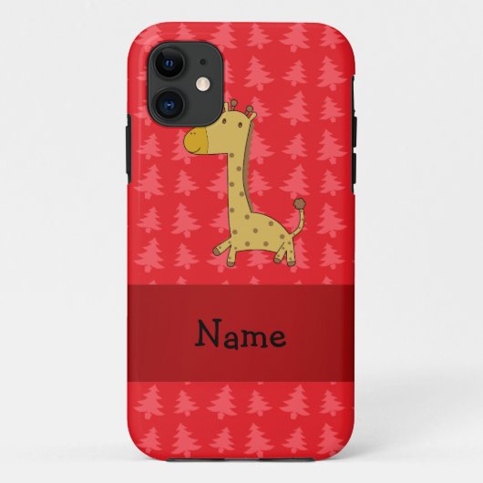 Persoonlijke benaming giraffe red kerstbomen Case-Mate iPhone case (Achterkant)