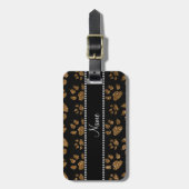 Persoonlijke benaming goudglitterkattenpoten bagagelabel (Voorkant verticaal)
