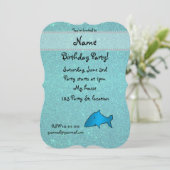Persoonlijke benaming haai turquoise glitter kaart (Staand voorkant)