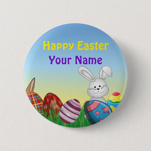 Persoonlijke benaming Happy Easter Pinback Ronde Button 5,7 Cm (Voorkant)