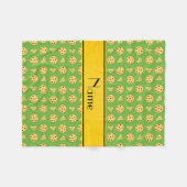 Persoonlijke benaming heldere groene pizza's fleece deken (Voorkant (Horizontaal))