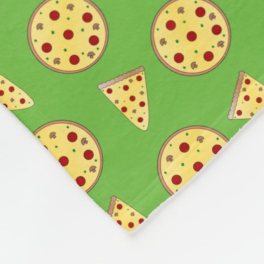 Persoonlijke benaming heldere groene pizza's fleece deken (Hoek)