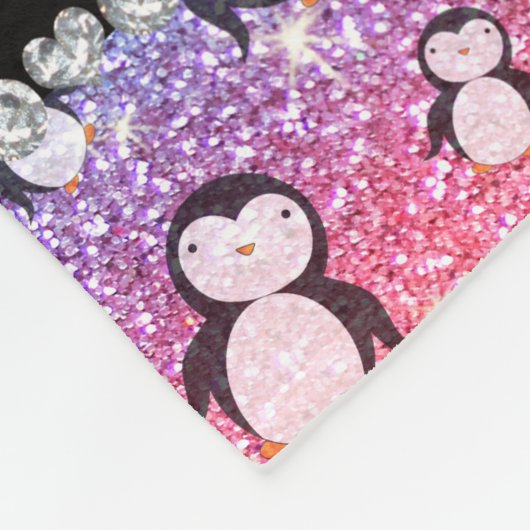 Persoonlijke benaming heldere regenbooglitterpingu fleece deken (Hoek)