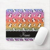 Persoonlijke benaming heldere regenbooglitterpingu muismat (Met muis)