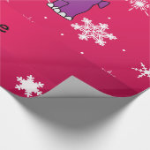 Persoonlijke benaming hippo roze sneeuwvlokken cadeaupapier (Hoek)