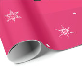 Persoonlijke benaming hippo roze sneeuwvlokken cadeaupapier (Rol Hoek)