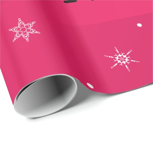 Persoonlijke benaming hippo roze sneeuwvlokken cadeaupapier (Rol Hoek)