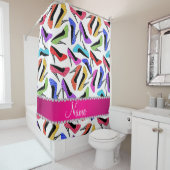 Persoonlijke benaming hoge hakken witte regenboogl douchegordijn (In situ)