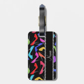 Persoonlijke benaming hoge hakken zwarte regenboog bagagelabel (Achterkant verticaal)
