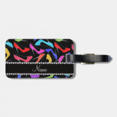 Persoonlijke benaming hoge hakken zwarte regenboog bagagelabel (Achterkant horizontaal)