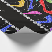 Persoonlijke benaming hoge hakken zwarte regenboog cadeaupapier (Hoek)