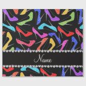 Persoonlijke benaming hoge hakken zwarte regenboog cadeaupapier (Vlak)