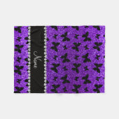 Persoonlijke benaming indigo paarse glitter butter fleece deken (Voorkant (Horizontaal))