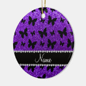 Persoonlijke benaming indigo paarse glitter butter keramisch ornament (Links)