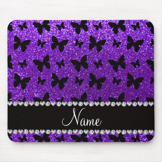 Persoonlijke benaming indigo paarse glitter butter muismat (Voorkant)