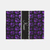 Persoonlijke benaming indigo paarse glitter cat pa fleece deken (Voorkant (Horizontaal))