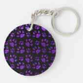 Persoonlijke benaming indigo paarse glitter cat pa sleutelhanger (Achterkant)