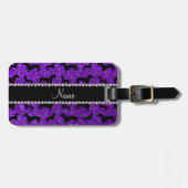 Persoonlijke benaming indigo paarse glitter dachsh bagagelabel (Voorkant horizontaal)