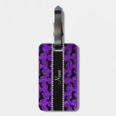 Persoonlijke benaming indigo paarse glitter dachsh bagagelabel (Achterkant verticaal)
