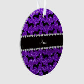 Persoonlijke benaming indigo paarse glitter dachsh ornament (voorkant)