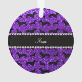 Persoonlijke benaming indigo paarse glitter dachsh ornament (achterkant)